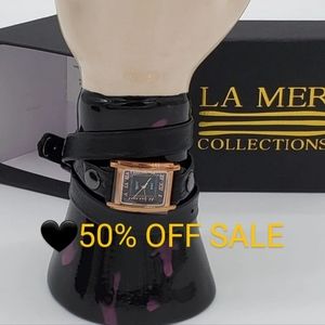 🎁🎁La Mer Collections Black Rose Gold Wrap Watch